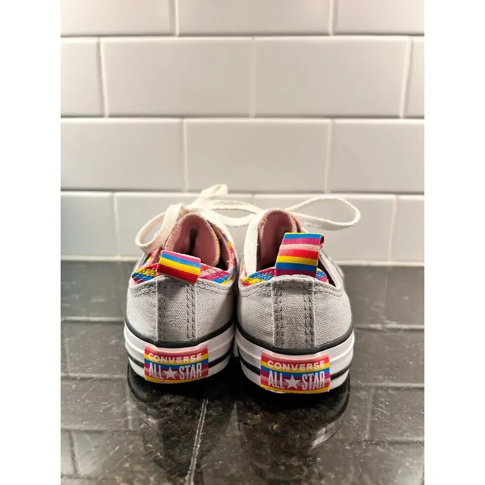 Converse All Star‎ Girls Rainbow Stripe Low Sneaker Shoes Running 669818F Gray 2